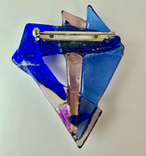 Load image into Gallery viewer, Earesistibles Artisan Fused Glass Blue &amp; Purple Brooch Pin (2.25")
