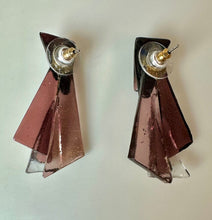 Load image into Gallery viewer, Earesistibles Artisan Fused Glass Shades of Purple Earrings (1.75")
