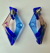Load image into Gallery viewer, Earesistibles Artisan Fused Glass Blue &amp; Purple Earrings (2.25")

