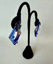 Load image into Gallery viewer, Earesistibles Artisan Fused Glass Blue &amp; Purple Earrings (2.25")
