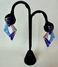 Load image into Gallery viewer, Earesistibles Artisan Fused Glass Blue &amp; Purple Earrings (2.25")

