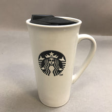 Load image into Gallery viewer, Starbucks 16 oz Travel Mug with Handle and Black Lid, White with Green Siren (2 Available)
