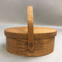 Load image into Gallery viewer, Vintage Shaker Cherry Wood Oval 4-Finger Sewing Box With Handle 9x6x3.5)
