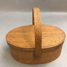 Load image into Gallery viewer, Vintage Shaker Cherry Wood Oval 4-Finger Sewing Box With Handle 9x6x3.5)
