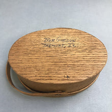 Load image into Gallery viewer, Vintage Shaker Cherry Wood Oval 4-Finger Sewing Box With Handle 9x6x3.5)
