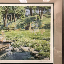Load image into Gallery viewer, Charles Peterson Signed &amp; Framed Print, "Picnic", Countryside Sunlit Park w/ Figures From the Past (~26x42)
