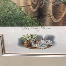 Load image into Gallery viewer, Charles Peterson Signed &amp; Framed Print, "The Daily News", Figures From the Past, Newspaper Delivery Boy On Bike (31.5x35)
