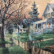 Load image into Gallery viewer, Charles Peterson Signed &amp; Framed Print, "The Daily News", Figures From the Past, Newspaper Delivery Boy On Bike (31.5x35)
