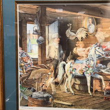 Load image into Gallery viewer, Charles Peterson Signed &amp; Framed Print, "Carousel Horses" w/ Figures From the Past (29x35.5)
