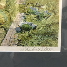 Load image into Gallery viewer, Charles Peterson Signed &amp; Framed Print, "Home Grown", Gardening Scene w/ Figures From the Past (30x31.5) (As-Is)

