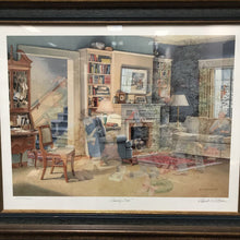 Load image into Gallery viewer, Charles Peterson Signed &amp; Framed Print, "Family Tree" Family Living Room Christmas Scene w/ Figures From the Past (30x37)
