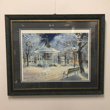 Load image into Gallery viewer, Charles Peterson Signed &amp; Framed Print, "The Carolers", Christmas Winter Gazebo &amp; Figures From the Past (~34x41)

