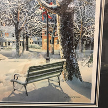 Load image into Gallery viewer, Charles Peterson Signed &amp; Framed Print, "The Carolers", Christmas Winter Gazebo &amp; Figures From the Past (~34x41)
