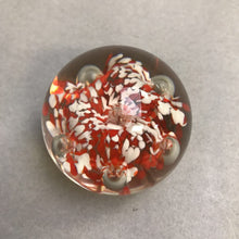Load image into Gallery viewer, Vintage Hand Blown Glass Orange &amp; White Paperweight (2")
