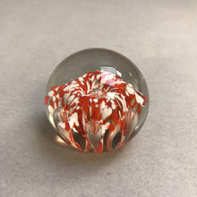 Load image into Gallery viewer, Vintage Hand Blown Glass Orange &amp; White Paperweight (2")
