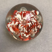 Load image into Gallery viewer, Vintage Hand Blown Glass Orange &amp; White Paperweight (2")
