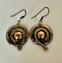 Load image into Gallery viewer, Creative Copper Mixed Metals Drop Earrings (1.75")
