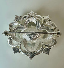 Load image into Gallery viewer, Vintage Napier Silvertone Blue &amp; Clear Crystal Brooch Pin (1.75")
