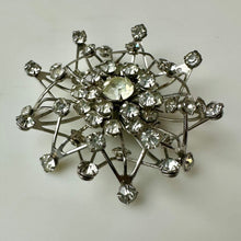 Load image into Gallery viewer, Vintage Clear Rhinestone Silvertone 3D Starburst Brooch Pin (2.25")
