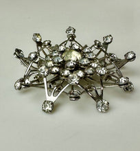 Load image into Gallery viewer, Vintage Clear Rhinestone Silvertone 3D Starburst Brooch Pin (2.25")
