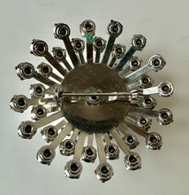 Load image into Gallery viewer, Vintage Pale Blue Rhinestone Domed Starburst Brooch Pin (2")
