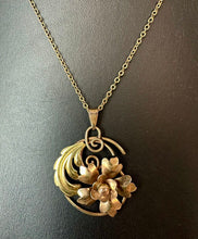 Load image into Gallery viewer, Vintage 1/20 12K Gold Over Sterling Art Nouveau Flower Swirl Pendant on 18" Chain
