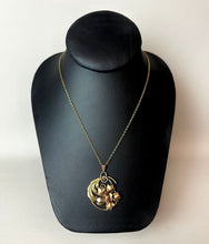 Load image into Gallery viewer, Vintage 1/20 12K Gold Over Sterling Art Nouveau Flower Swirl Pendant on 18" Chain
