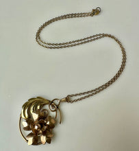 Load image into Gallery viewer, Vintage 1/20 12K Gold Over Sterling Art Nouveau Flower Swirl Pendant on 18" Chain
