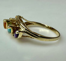 Load image into Gallery viewer, 14K Gold Amethyst Topaz Citrine Garnet Peridot Ring sz 7.75 (3.6g)
