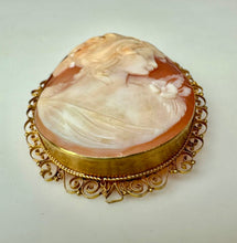 Load image into Gallery viewer, 18K Gold Carved Shell Antique Cameo Brooch Pin w/ Pendant Bail (10.8g)
