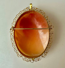 Load image into Gallery viewer, 18K Gold Carved Shell Antique Cameo Brooch Pin w/ Pendant Bail (10.8g)
