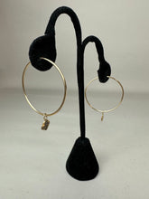 Load image into Gallery viewer, 10K Gold Harley Davidson Logo Charm 1.5" Hoop Earrings (2.2g)
