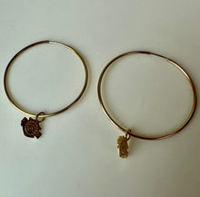 Load image into Gallery viewer, 10K Gold Harley Davidson Logo Charm 1.5" Hoop Earrings (2.2g)
