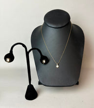 Load image into Gallery viewer, 14K Gold Filled Opal Cubic Zirconia Pendant on 16" Chain &amp; Screw Back Earrings Set
