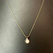 Load image into Gallery viewer, 14K Gold Filled Opal Cubic Zirconia Pendant on 16" Chain &amp; Screw Back Earrings Set
