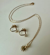 Load image into Gallery viewer, 14K Gold Filled Opal Cubic Zirconia Pendant on 16" Chain &amp; Screw Back Earrings Set
