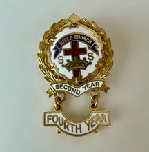 Load image into Gallery viewer, Vintage Cross &amp; Crown Sunday School Pin (1.5")
