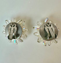 Load image into Gallery viewer, Vintage Laguna Aurora Borealis Crystal Flower Cluster Clip Earrings (1")
