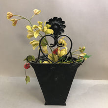 Load image into Gallery viewer, Brass Ornate Wall Pocket Planter W/ Faux Foliage(18")
