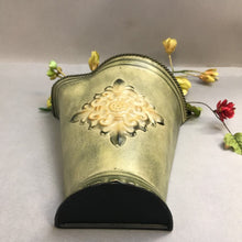 Load image into Gallery viewer, Brass Ornate Wall Pocket Planter W/ Faux Foliage(18")
