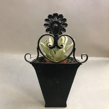 Load image into Gallery viewer, Brass Ornate Wall Pocket Planter W/ Faux Foliage (15")
