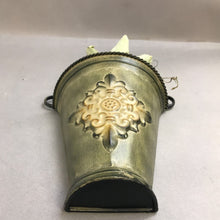 Load image into Gallery viewer, Brass Ornate Wall Pocket Planter W/ Faux Foliage (15")
