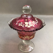 Load image into Gallery viewer, Padan City Hand Painted Cranberry Red Beaded Covered Compote (9")
