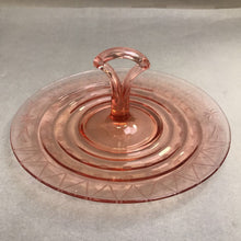 Load image into Gallery viewer, Vintage Pink Depression Glass Serving Platter with Handle (10")
