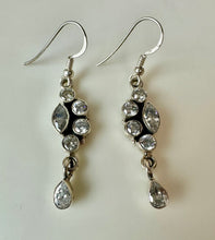 Load image into Gallery viewer, Sterling Swiss White Topaz Drop Earrings (2")

