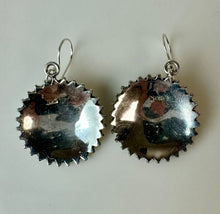 Load image into Gallery viewer, Sterling Garnet Bali Disk Earrings (1.75")
