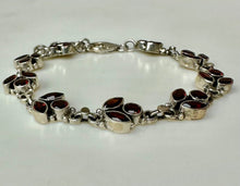 Load image into Gallery viewer, Sterling Garnet Link Bracelet (8.5")
