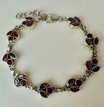 Load image into Gallery viewer, Sterling Garnet Link Bracelet (8.5")
