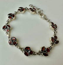 Load image into Gallery viewer, Sterling Garnet Link Bracelet (8.5")
