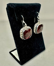 Load image into Gallery viewer, Sterling Faceted Bloody Quartz Earrings (1.5")
